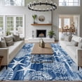thumbnail image 3 of Navy Blue Coastal Area Rugs 5'x8', Washable Small Throw Rugs for Classroom Bedroom, Nautical Coral Starfish Shell Octopus Sea Indoor Outdoor Rug Non-Slip Low Pile Carpet Runner Reversible Floor Mats, 3 of 8