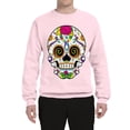 thumbnail image 2 of Wild Bobby, Day Of The Dead Sugar Skull Pop Culture Unisex Crewneck Graphic Sweatshirt, Light Pink, XX-Large, 2 of 5