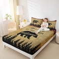 thumbnail image 4 of Homewish Wild Animal Bear Twin Sheet Sets,Country Farmhouse Cabin Twin Fitted Sheet,Black Brown Flat Sheet For Men Women,Ultra Soft Home Decor,3 Pieces, 4 of 7