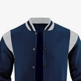 thumbnail image 5 of Dagegui Baseball Jackets for Men Trendy Patchwork Varsity Jacket Long Sleeve Snap Sport Coats Lightweight Thin Fleece Outerwear with Pockets Navy L, 5 of 6