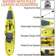 thumbnail image 3 of BKC PK13 13' Pedal Drive Fishing Kayak W/ Rudder System, Paddle, Upright Back Support Aluminum Frame Seat, 1 Person Foot Operated Kayak, 3 of 6