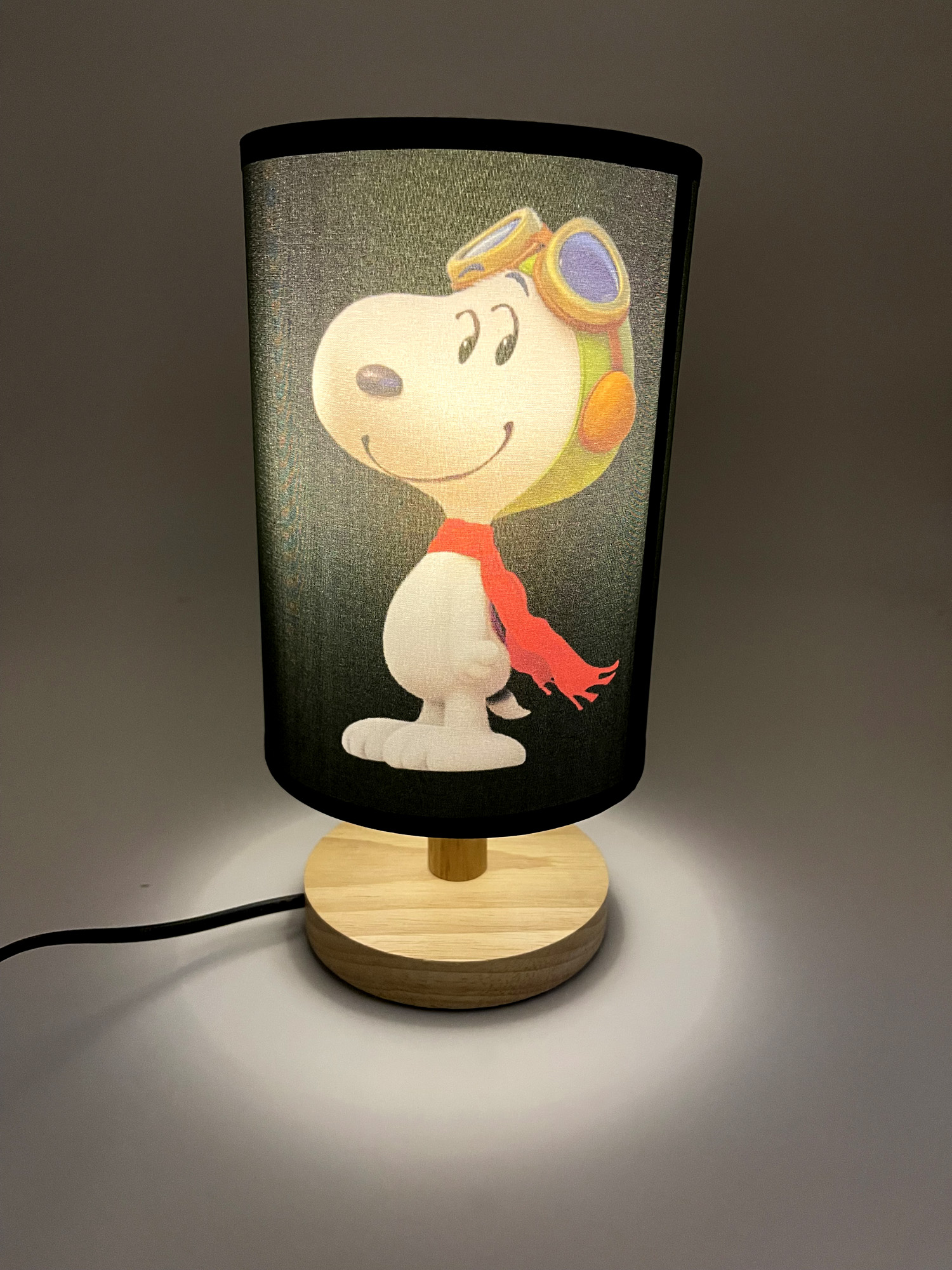 Cartoon Dog Snoopy Bedside Night Light Table Lamp Wood Base Room Decoration or Great Gift Ideas