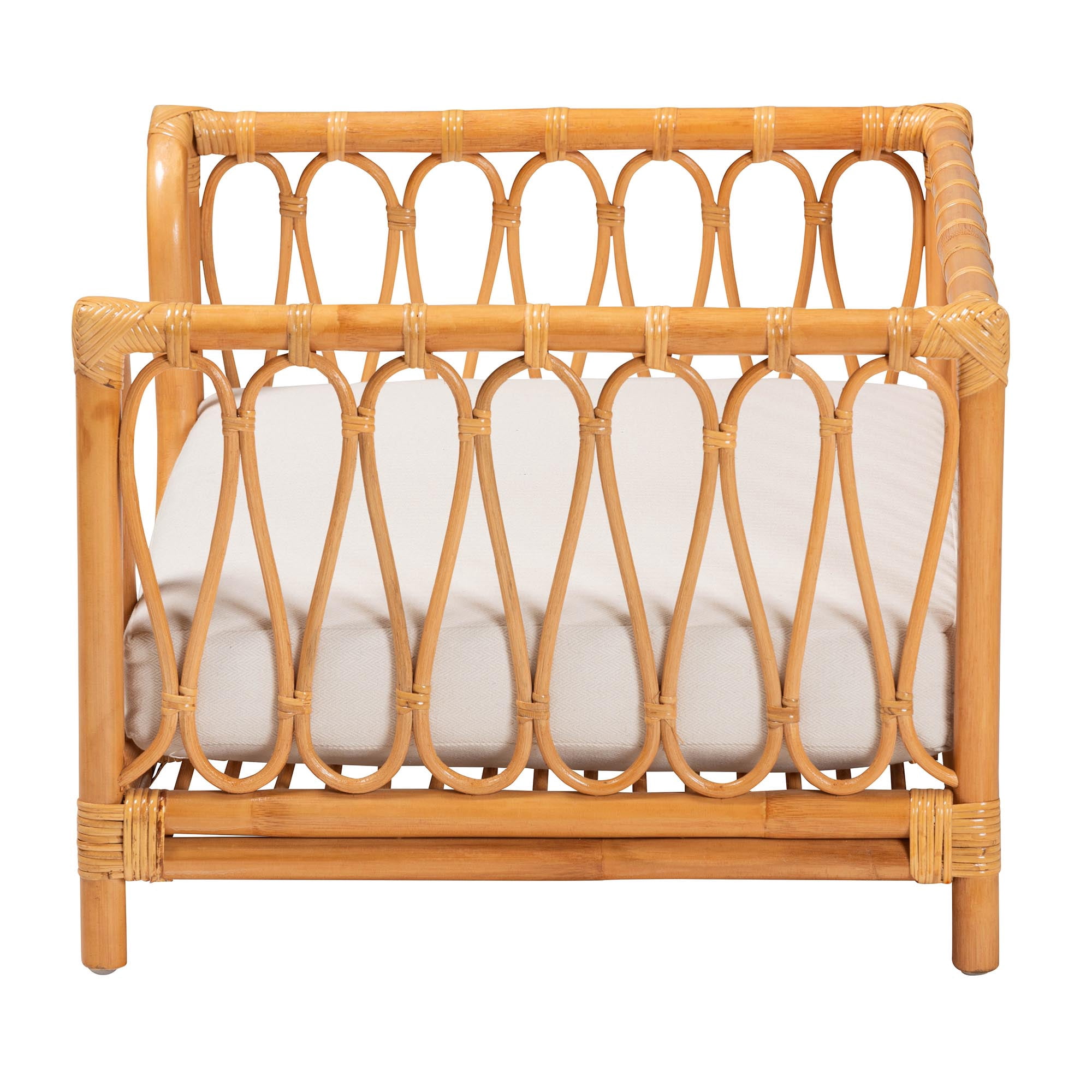 bali & pari Kierra Boho Pet Bed, Natural Rattan, Honey