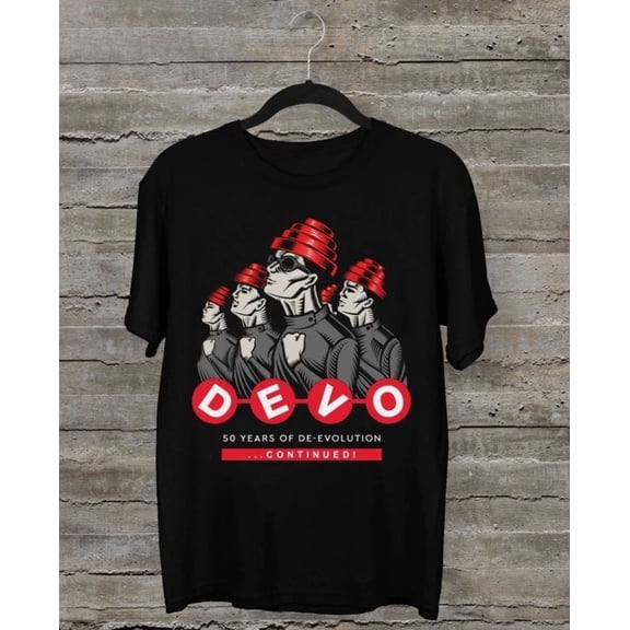 Reprint Rare VINTAGE Devo 50 Years Of De-evolution...continued 2025 Black All Size Shirt