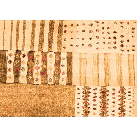 Ahgly Company Indoor Rectangle Patchwork Orange Transitional Area Rugs, 7' x 9'