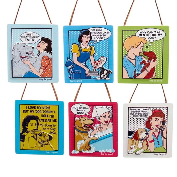 KSA Pack of 12 Dog is Good Wooden Pop Christmas Plaque Ornaments 4"