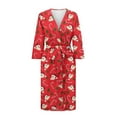 thumbnail image 3 of Yuyamidu Reindeer Robe Womens 3/4 Sleeve Robes for Women Bathrobe Knee Length Nightgowns Size XL Candy Canes Sleepwear Christmas Dressing Gown with Waist Belt, Red, 3 of 7
