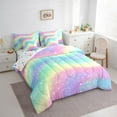 thumbnail image 3 of Castle Fairy Gradient Rainbow 7-Piece Bedding Comforter Set,Starry Sky King Bedding Sets,Watercolor Artwork Ultra Soft Bed Sheets,Luxury Ombre Bedroom Decor,Reversible, 3 of 8