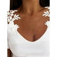 thumbnail image 3 of Gvmfive Women Summer Short Sleeve Blouse Casual Cold Shoulder Lace Tops T-Shirt, 3 of 4