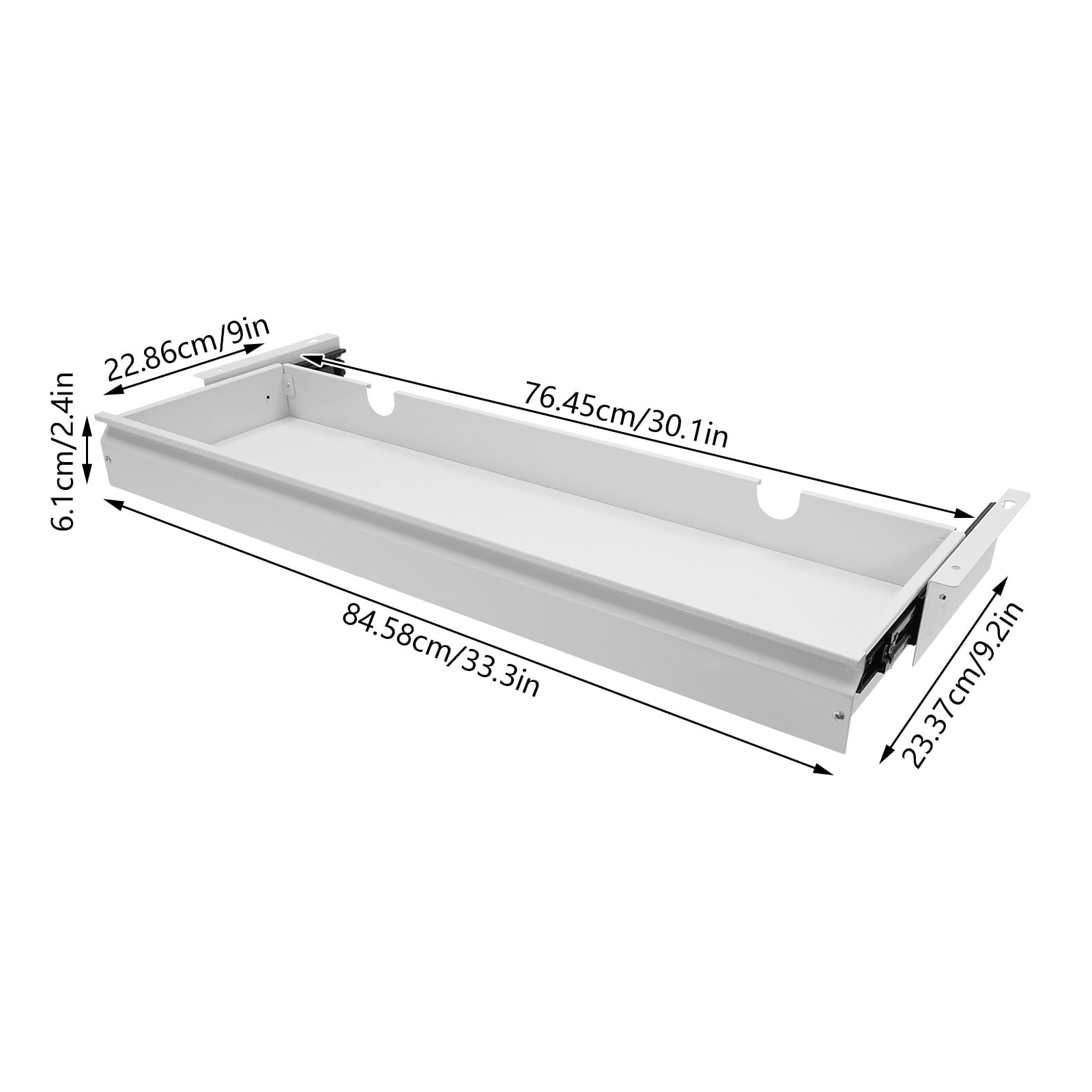 ToppiJoy 33” Under Desk Drawer, Mounted Sliding Pull-out Drawer, Large Storage Organizer for Sit Stand Workstation (White)