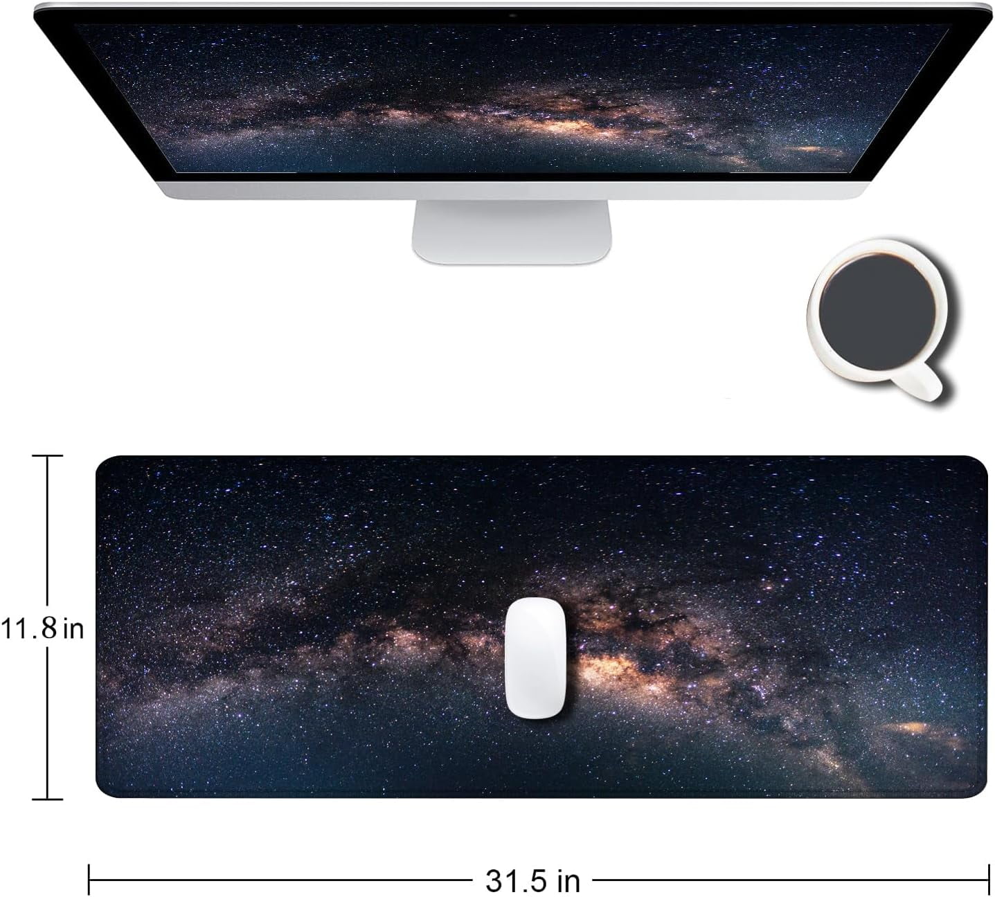 Mouse Pad Gaming, Large XXL Mouse Pads, Non-Slip Rubber Base Mousepad, Keyboard Mouse Mat Desk Pad with Stitched Edges, 31.5x11.8 inch Black Red