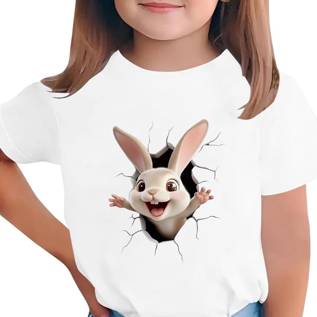 T-shirt à Manches Courtes pour Garçons, Col Rond, Décontracté, Graphique, pour Enfants, Haut en Mélange de Polyester, 1 Pce
