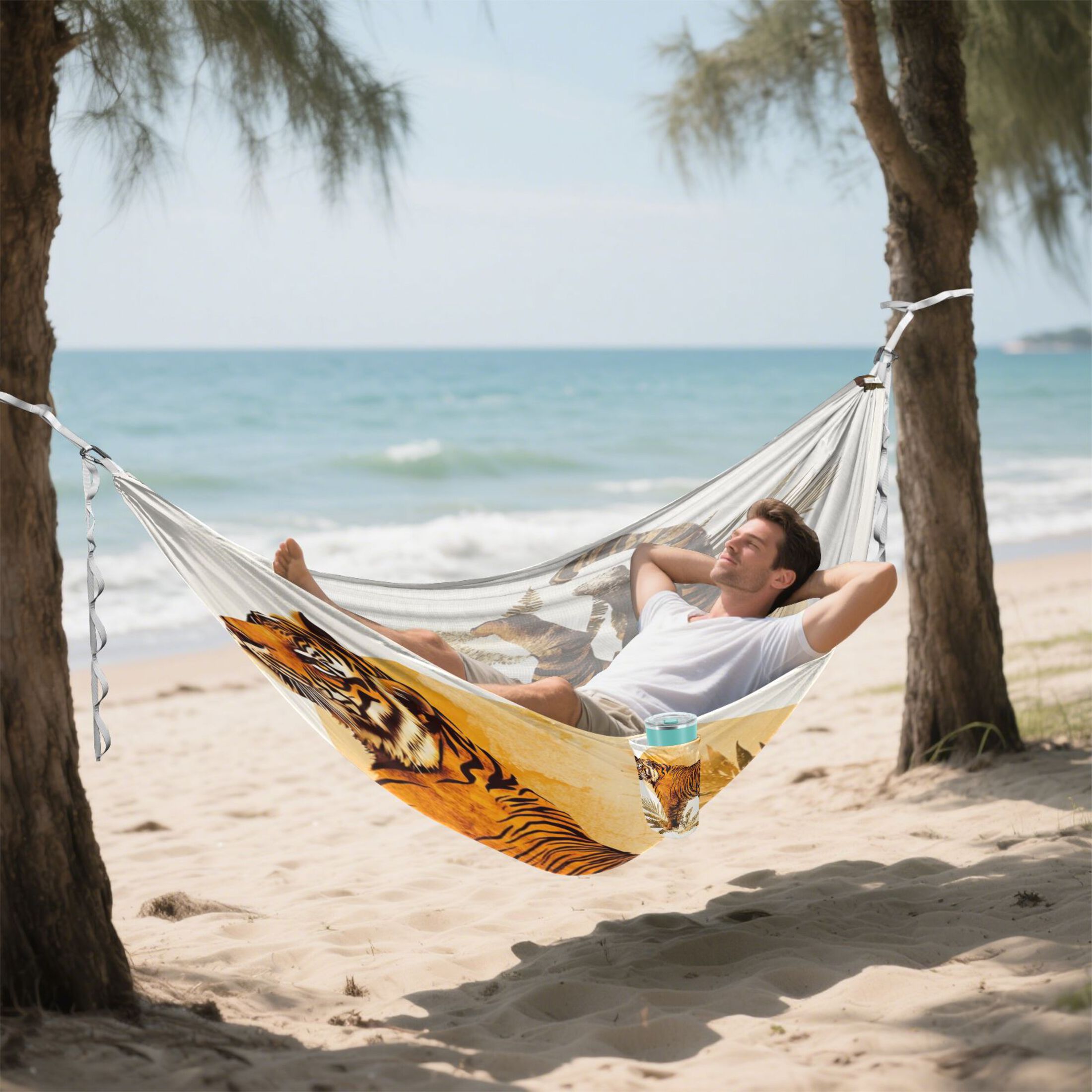 Hammock Camping Hammock Nylon Portable Hammock Travel Camping Hammock Sunset Tiger