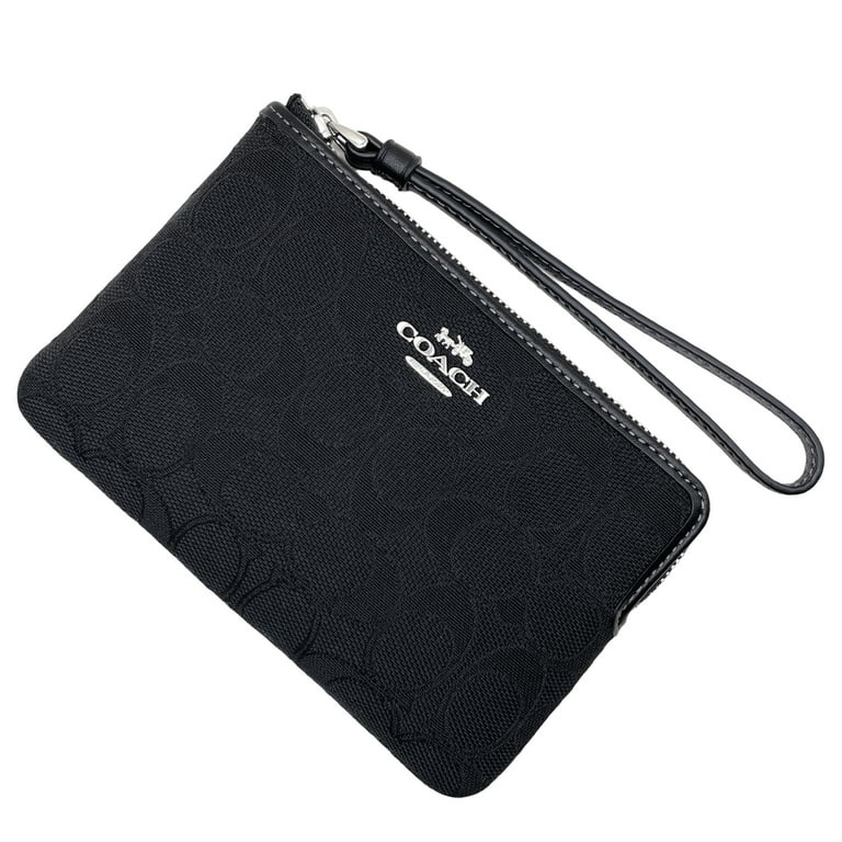 Coach Women's Small Corner Zip Wristlet in Signature Jacquard