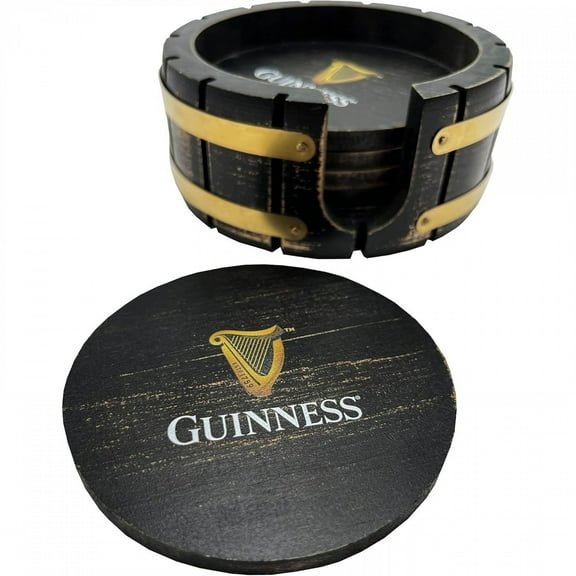 Guinness 898982 Beer Wooden Coaster Set with Holder - Pack of 6