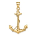 thumbnail image 1 of 14k Yellow Gold Anchor Rope Necklace Charm Pendant Seashore, 1 of 6