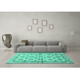 thumbnail image 3 of Ahgly Company Machine Washable Indoor Square Abstract Turquoise Blue Modern Area Rugs, 7' Square, 3 of 4