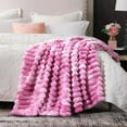 thumbnail image 5 of Faux Fur Throw Blanket for Couch, Cozy Warm Plush Striped Blanket for Sofa Bedroom Living Room, 50 * 60 Inches Tie-dye Pink, 5 of 18