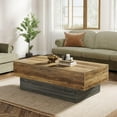 thumbnail image 4 of Tribesigns 55-Inch Farmhouse Wood Coffee Table, Rectangle Large Tea Table with Grey Base, Vintage Coffee Table for Living Room, Reception Area of Office, Rustic Brown & Grey, 4 of 5