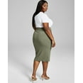 thumbnail image 3 of Bar III Women's Trendy Bodycon Ribbed Midi Skirt Dusty Olive Plus Size 2X, 3 of 3