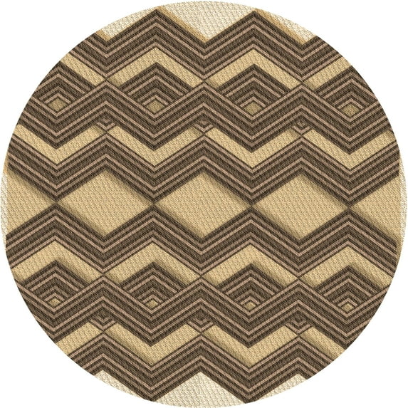 Ahgly Company Machine Washable Indoor Round Transitional SandyBrown Area Rugs, 3' Round