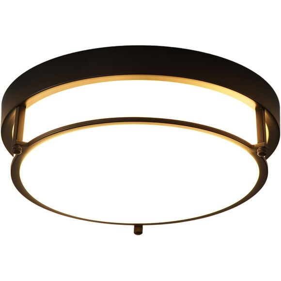 12 inch Black Flush Mount Ceiling Light, 2-Light Hallway Light Fixtures Ceiling, Modern Light Fixtures Ceiling Mount for Kitchen Entryway Bedroom, E26 Socket