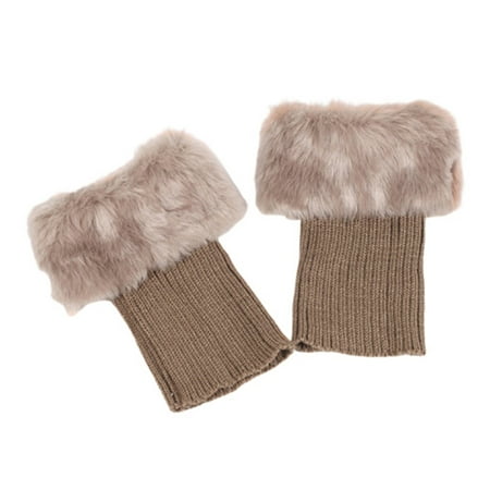 

LINASHI Leg Warmers Women Solid Color Faux Fur Crochet Knit Leg Warmers Cuffs Toppers Boot Socks