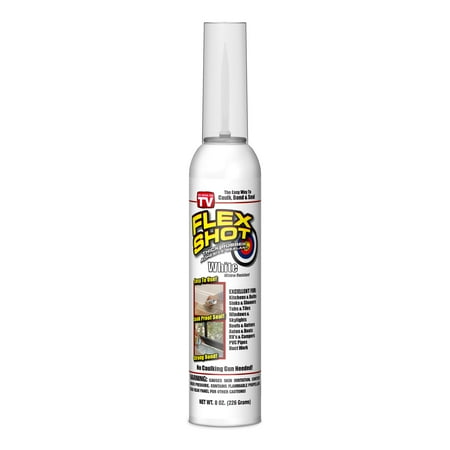 Flex Shot Rubber Adhesive Sealant Caulk, 8-oz, White