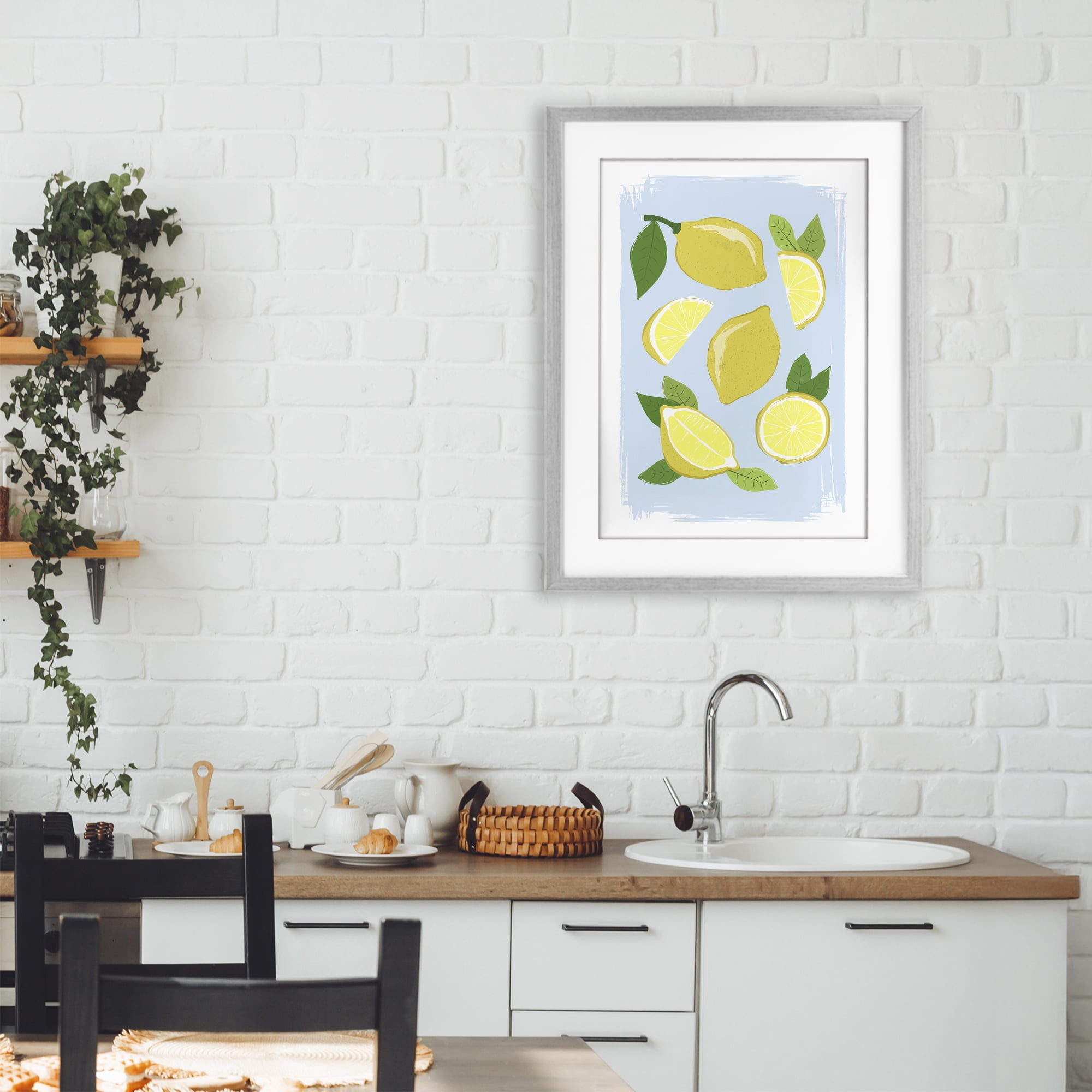 Stupell Industries Pastel Summer Lemons Gray Framed Print Under Glass, design by Martina Pavlova