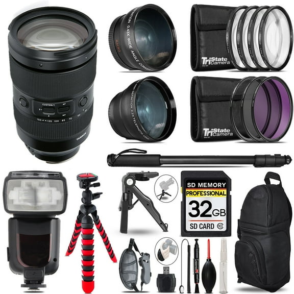 Tamron 35-150mm f/2-2.8 Di III VXD Lens for (Sony E) - 3 Lens Kit   Monopod - 32GB Accessory Bundle (International Version)