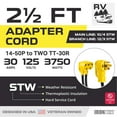 thumbnail image 2 of Iron Forge Cable RV Cord, Generator and RV Electrical Adapter Power Cord, 14-50P Male Plug to Two TT-30R Female, 2.5 Ft Plug Adapter - 10/4 STW Yellow, 2 of 5