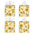thumbnail image 2 of Sikiie Yellow White Plaid Sunflower Leather Tissue Box Cover Square, tissue box holder, Tissue Box with Bottom Belt-5.2”x5.2”x5.2”, 2 of 7