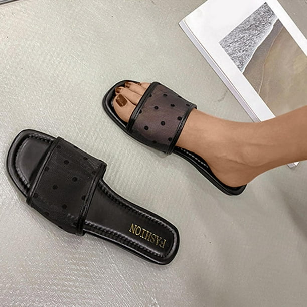 Flat Sandals Flat Sandals Comfortable Shoes Polka Dot Tulle Open Toe  Slippers Summer Deals Big Clearance