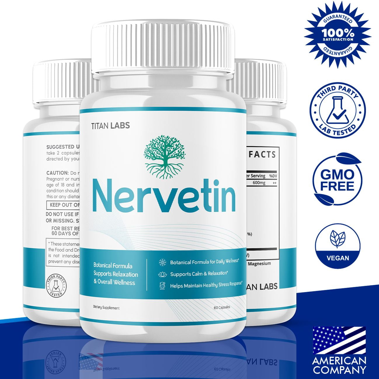 Nervetin Advanced Nerve Support Supplement Pills All Natural Ingredients 300 Capsules