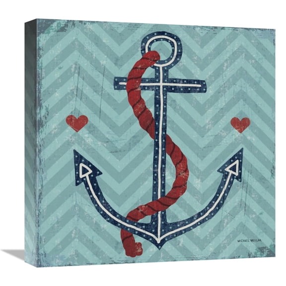 Global Gallery's 'Nautical Love Anchor' By Michael Mullan Stretched Canvas Wall Art