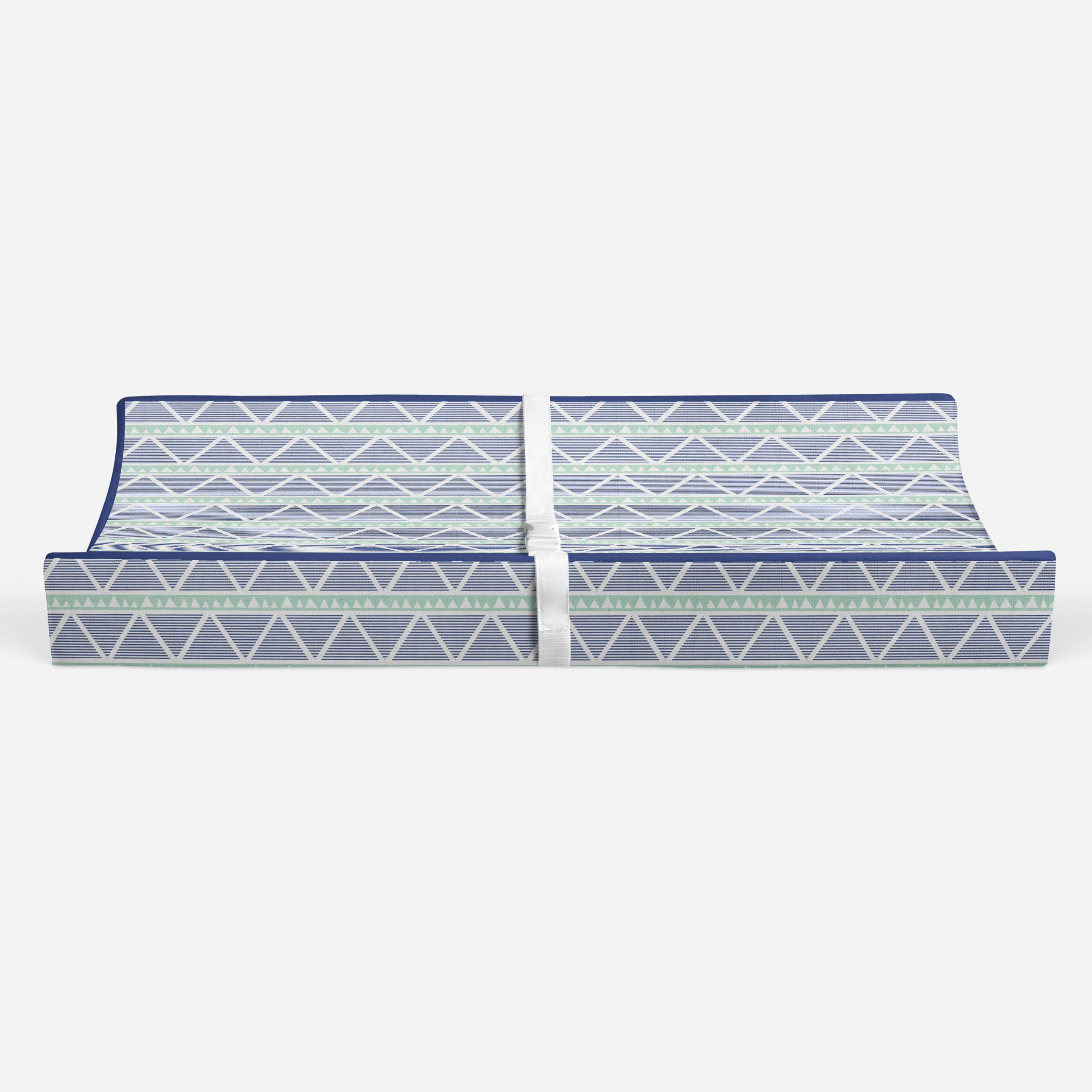 Bacati - Large Triangles Mint Navy Quilted Muslin Changing Pad Cover