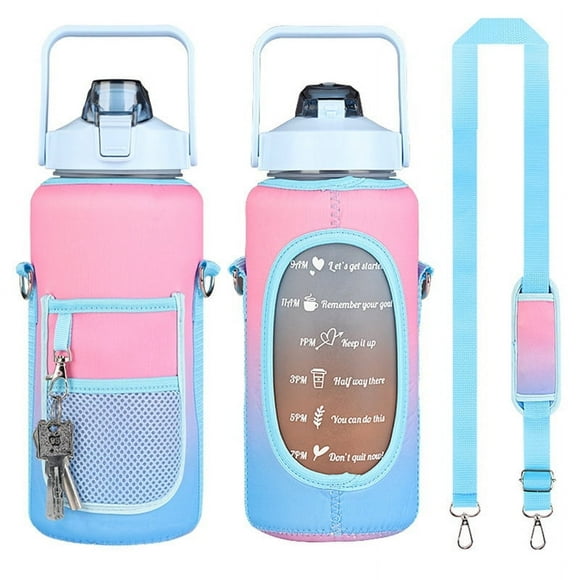 64 OZ Water Bottle Motivational with Straw & Time Marker to Drink Leakproof BPA Free Workout Gym Sport Water Jug