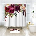 thumbnail image 3 of Colorful Flower Shower Curtain with 12 Hooks Rose Floral Decorative Bath Curtain 72 x 72 Inch Polyester Fabric Machine Washable Waterproof Bathroom Curtain (Summer Flower), 3 of 6