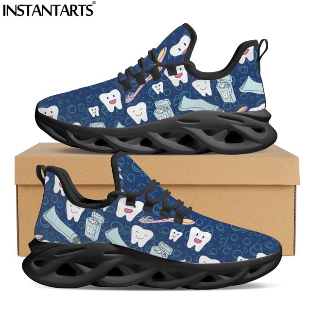 Zapatillas deportivas transpirables con dibujos de dientes de dentista para mujer, zapatos ligeros con cordones para mujer, zapatos de punto de malla, zapatos unisex para mujer