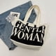 thumbnail image 2 of Bolso Mano para Mujer Hombro Con Letras Lona ​​bolso Transporte Moderno () Blanco, 2 of 8
