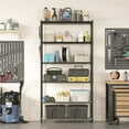 thumbnail image 5 of 7-Tier Metal Storage Shelves Wire Shelving Unit Garage Shelving Storage Rack Kitchen Living Room 8 Hooks Adjustable Shelves Total Max. Load 616 lb Black, 5 of 9