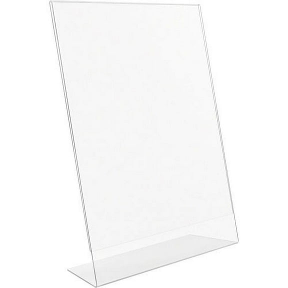 Lorell L-base Slanted Sign Holder Stand Support 8.50" x 11" Media - Acrylic - 1 / Pack - Clear