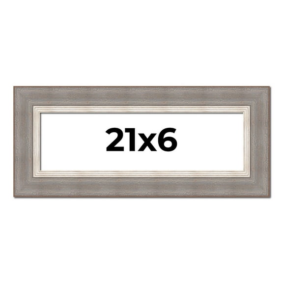 21x6 Frame Grey Real Wood Picture Frame Width 2.75 Inches | Interior Frame Depth 0.5 Inches | Linus