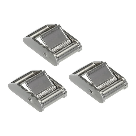 Uxcell Cam Buckle, Metal Press Lock Fasteners 2.07" for 1" 25mm Tie Down Webbing Strap, White 3 Pack