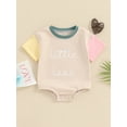 thumbnail image 3 of Gureui Boys and Girls Romper Round Neck Short Sleeve Letter Print Contrast Color Jumpsuit Infant Toddler Baby Clothes for Summer, 3 of 9