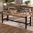 thumbnail image 4 of Pemberly Row Woven Paper Loom Bench with Mahogany Frame in Black, 4 of 7