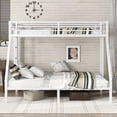 thumbnail image 2 of HICOMILA Twin XL over Queen Metal Bunk Bed for Teens and Adults, Metal Bunk Beds Frame with 2 Safety Side Ladder and Guardrail, Space-Saving, Noise-Free for Teens and Adults, White, 2 of 8