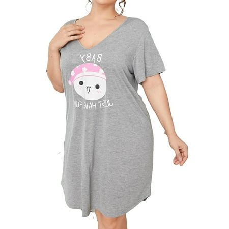 

Casual V neck Sleepshirts Short Sleeve Light Grey Plus Size Nightgowns & Sleepshirts (Women s)