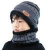 Taicanon Warm Winter Wool Beanies Knitted Hat and Scarf for Kids Suit Soft Comfortable Plush(Grey)