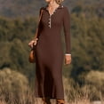 thumbnail image 6 of Efsteb Women's Bodycon Dresses Ribbed Knit Long Sleeve Maxi Dress Slim Solid Pencil Long Dress Casual Fall Winter Clothes (Coffee,M), 6 of 7